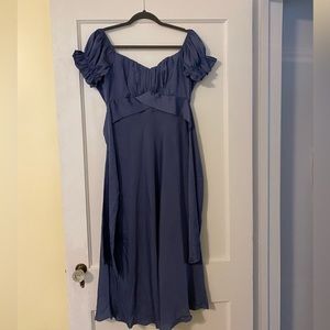 Silk Dusty Blue Midi Dress